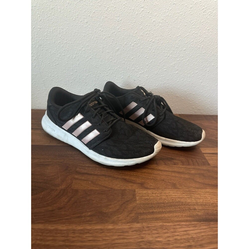 Adidas Shoes Womens 8 Cloudfoam Walking Sneakers Lace Up AC8247 Black Fabric